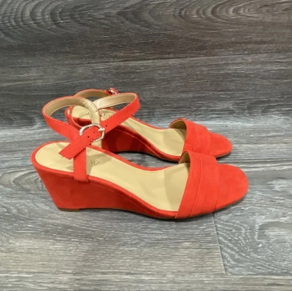 NEW J Crew Designer Elegant Red Wedge WomenSandals Stiletto Heels 7.5 8 8.5 - Picture 6 of 7